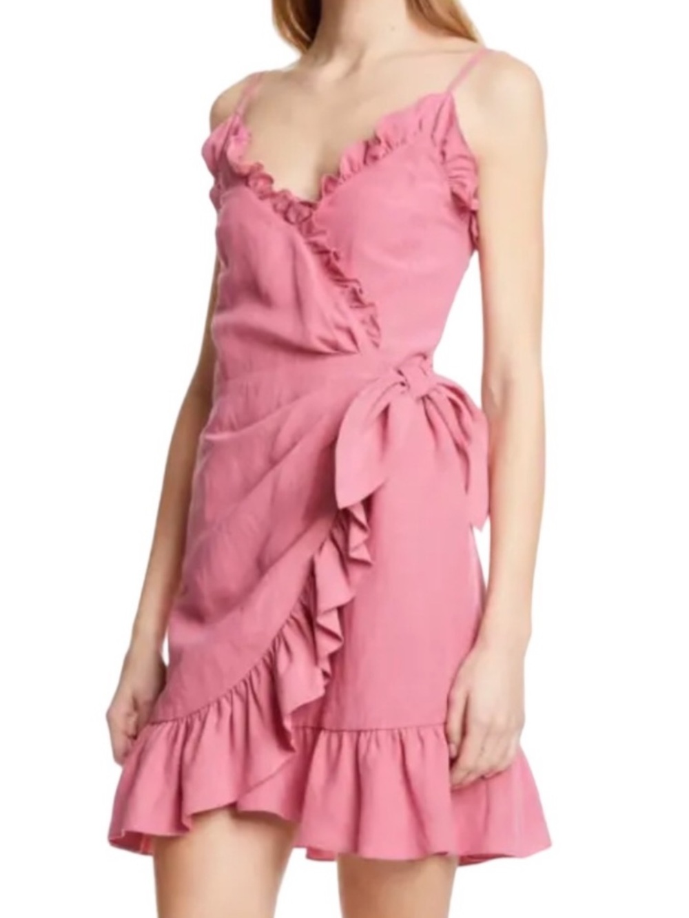 Rebecca Taylor Pink Ruffle Wrap Mini Dress